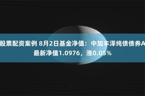 股票配资案例 8月2日基金净值：中加丰泽纯债债券A最新净值1.0976，涨0.05%