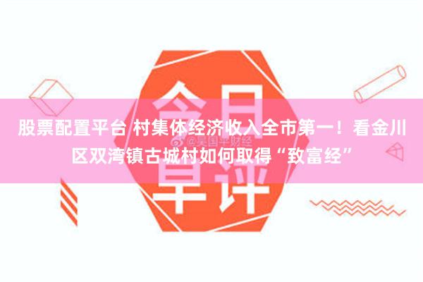 股票配置平台 村集体经济收入全市第一！看金川区双湾镇古城村如何取得“致富经”