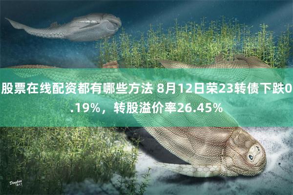 股票在线配资都有哪些方法 8月12日荣23转债下跌0.19%，转股溢价率26.45%