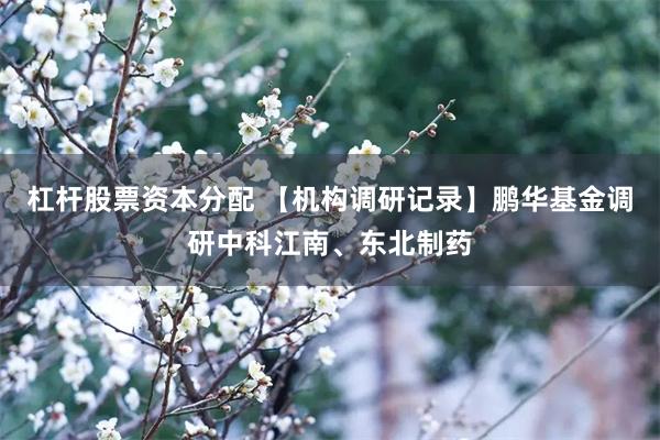 杠杆股票资本分配 【机构调研记录】鹏华基金调研中科江南、东北制药